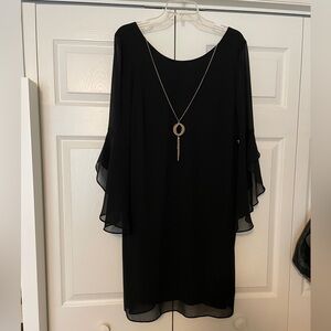 Thalia Sodi. Marbella. Deep Black dress w/ detachable necklace. Women’s Large